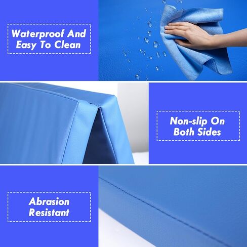 6ft x 2ft Folding Gymnastics Mat - 2-Inch Thick High Density Foam Yoga Mat, Non-Slip Gym Floor Mat for Home Workouts, Pilates & Stretching, Waterproof Oil-Proof Portable Exercise Mat. in Kuwait