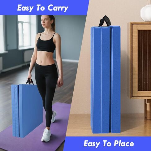 6ft x 2ft Folding Gymnastics Mat - 2-Inch Thick High Density Foam Yoga Mat, Non-Slip Gym Floor Mat for Home Workouts, Pilates & Stretching, Waterproof Oil-Proof Portable Exercise Mat. in Kuwait