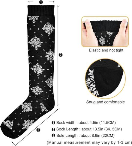 جورب ضغط لعيد الميلاد باللون الأحمر على شكل ندفة الثلج للنساء والرجال، يدعم بشكل مضحك جوارب طويلة إلى الركب، للجري، والممرضات، والسفر in Kuwait