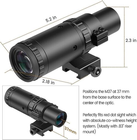 Feyachi M37 1.5X - 5X مكبر بصري لضبط التركيز بنقطة حمراء مع حامل قابل للطي إلى الجانب، أسود in Saudi Arabia