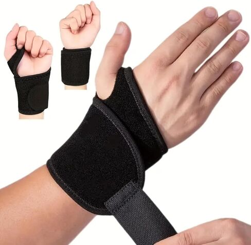 Adjustable Wrist Strap Support for Carpal Tunnel, Breathable Sports Wrist Strap for Men & Women, Left/Right Hand (Black) in Saudi Arabia