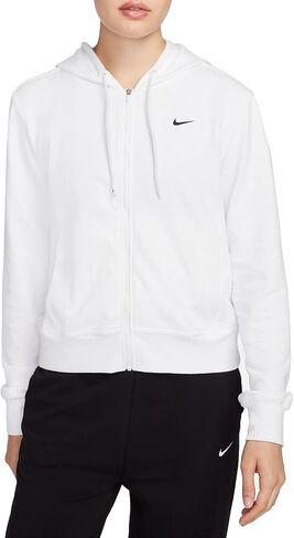 Nike Dri-FIT One Women's Full-Zip French Terry Hoodie (WHITE/BLACK, FB5198-100) Size Medium in Saudi Arabia