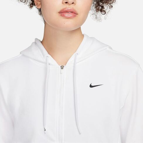 Nike Dri-FIT One Women's Full-Zip French Terry Hoodie (WHITE/BLACK, FB5198-100) Size Medium in Saudi Arabia