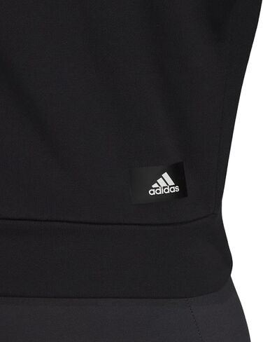 سترة بقلنسوة للسيدات من ADIDAS باللون الأسود الممتد برباط مضلع وأكمام بسحاب وشعار جرافيك وأكمام دولمان بدون ياقة ملابس نشطة بالإضافة إلى 1X in Saudi Arabia