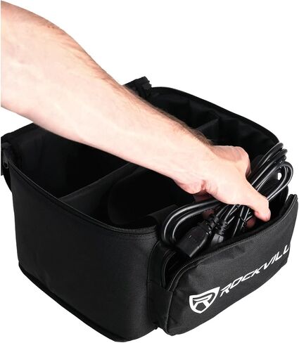 Rockville RLBF4 Light Bag for 4 DJ Par or Uplights | Includes Removable Dividers and Padded Interior for Secure Transport in Saudi Arabia