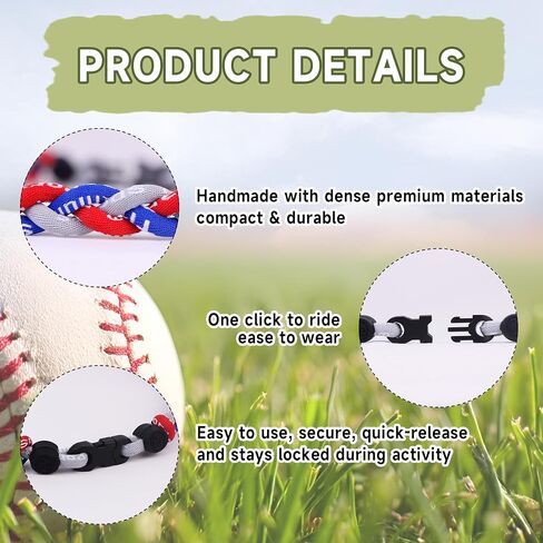 15-Pack Baseball Necklaces for Boys, 18 Inch Braided Baseball Necklace with Ideal Team Gifts & Baseball Party Favors, Multi-Color Sport Rope Necklace in Saudi Arabia