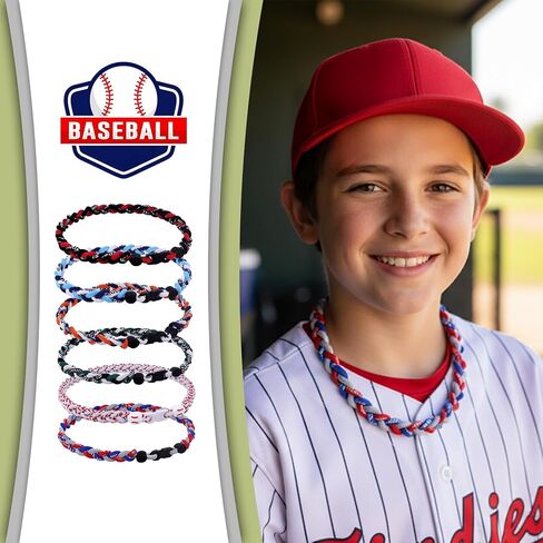 15-Pack Baseball Necklaces for Boys, 18 Inch Braided Baseball Necklace with Ideal Team Gifts & Baseball Party Favors, Multi-Color Sport Rope Necklace in Saudi Arabia