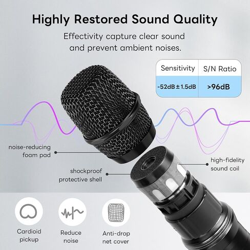 UHF Wireless Flute Microphone System: Wind Music Instruments Microphone Receiver and Transmitter, 160ft Range with Digital Screen, for Flute, Piccolo, Clarinet in Kuwait