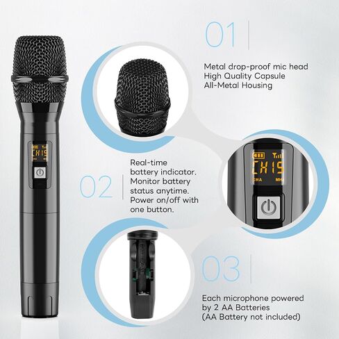 UHF Wireless Flute Microphone System: Wind Music Instruments Microphone Receiver and Transmitter, 160ft Range with Digital Screen, for Flute, Piccolo, Clarinet in Kuwait