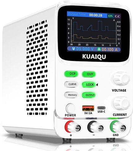 DC Power Supply Variable 30V 10A, Dual Curves Bench Power Supply with 0.01mA Precision 5 Digit TFT Display Lab Power Supply with Memory OVP OCP Encoder Output Lock for Battery Testing/Labs/R&D in Saudi Arabia