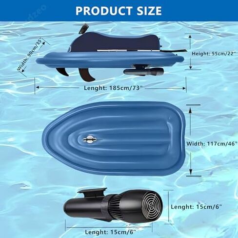 Inflatable Jet Ski with Underwater Thruster, Electric Motor Scooter for Sightseeing, 35-180 Min Runtime, 331 lb Capacity, Portable Watercraft for Fun Adventures in Saudi Arabia