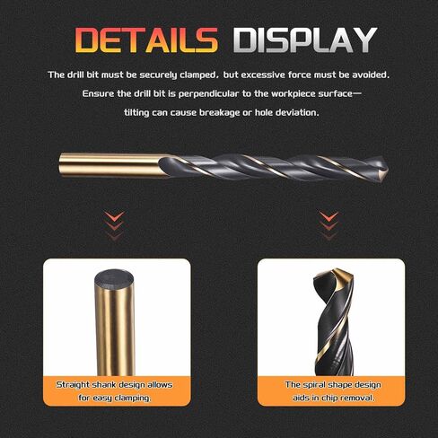 Drill Bit, 6.5mm Cutting Diameter, 4341 HSS Gold and Black 118° Cutting Angle Number Jobber Bits - (Applications: for Drilling Soft Metal Plastic Wood), 2-Pieces in Saudi Arabia