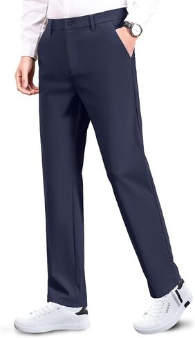 Safort Mens Golf Pants Dress Work Stretch Slim Slacks Classic Fit Comfy Straight Leg Casual Trousers with Pockets in Saudi Arabia