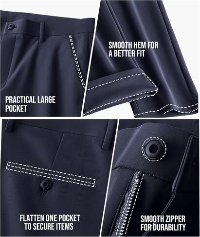 Safort Mens Golf Pants Dress Work Stretch Slim Slacks Classic Fit Comfy Straight Leg Casual Trousers with Pockets in Saudi Arabia