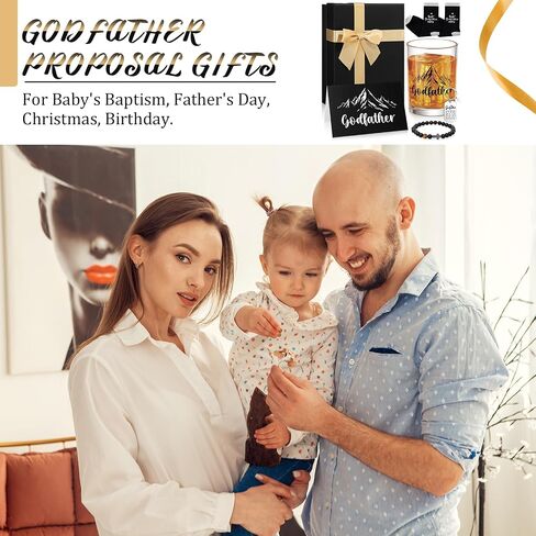 6 Pcs Godfather Proposal Gift Will You Be My Godfather Gift Box Set Includes Wine Glass Bracelet Keychain Card Socks for God Father Uncle from Godchild Baptism Father's Day(Uncle) in Saudi Arabia