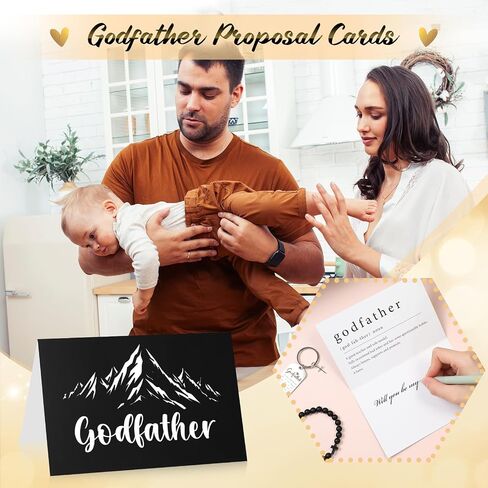 6 Pcs Godfather Proposal Gift Will You Be My Godfather Gift Box Set Includes Wine Glass Bracelet Keychain Card Socks for God Father Uncle from Godchild Baptism Father's Day(Uncle) in Saudi Arabia