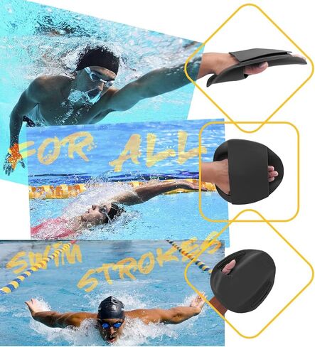 Swim Hand Paddles for Lap Swimming Training, Adjustable Elastic Straps Swim Gear, Improves Speed in Saudi Arabia