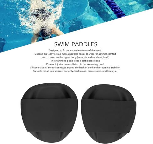 Swim Hand Paddles for Lap Swimming Training, Adjustable Elastic Straps Swim Gear, Improves Speed in Saudi Arabia