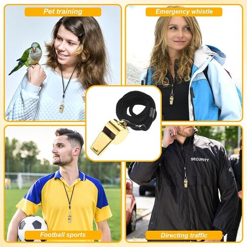 5 Pcs Stainless Steel Gold Whistle with Lanyard, Loud Crisp Sound Stainless Steel Sport Whistle, Referee Coach Whistles, Sports Whistles for Coaches, Referees, Emergency Outdoor Sports in Saudi Arabia