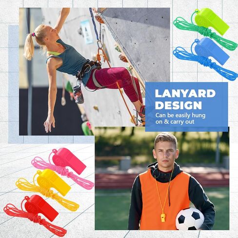 300 Pcs Plastic Whistles Bulk with Lanyard Loud Crisp Sound Sports Whistle for Christmas Birthday Party Goody Bag Fillers Referees Coaches Survival Emergency Camping, 5 Brilliant Colors in Saudi Arabia
