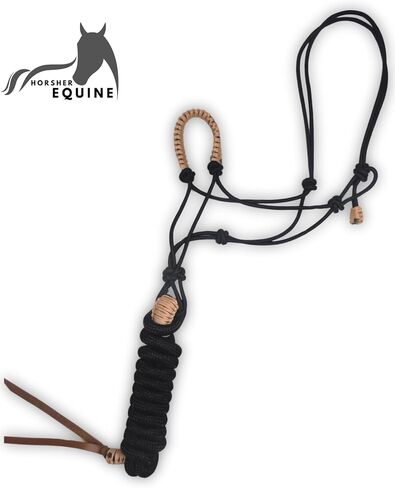 Premium Braided Rope Halter with Lead Rope for Horses, Durable Hand-Tied Adjustable Nylon Horse Headcollar with Knots for Trail Riding, Lightweight Equestrian Western Tack in Saudi Arabia