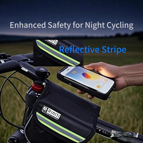 Bike Bag,Bicycle Bags,Bike Saddle Bag,Phone Holder for Bike,Touchscreen Bike Phone Mount,Waterproof, Top Tube Bag,Bicycle Accessories,Bike Frame Storage bag,Phone Screen under 6.8" (Black) in Kuwait