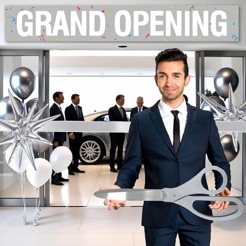 25" Giant Ribbon Cutting Scissors Silver — Heavy Duty Extra Large Grand Opening Ribbon Cutting Ceremony Scissors for Grand Openings Inaugurations Ceremonies & Special Events in Saudi Arabia