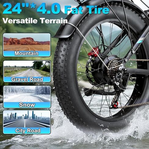6000W Peak Electric Bike for Adults,58V Max-Output 1856Wh Dual Motor Ebike,47MPH 105Miles Range,24" x4.0 Fat Tire Hydraulic Disc Brake Full Suspension E-Bike for Off-Road Mountain Snow Commuter in Saudi Arabia