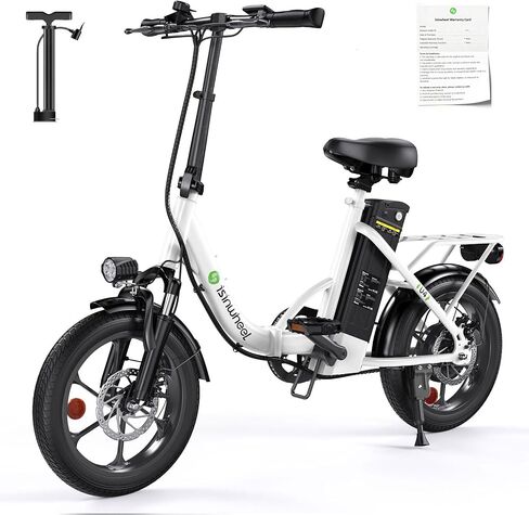 isinwheel U4 16 "دراجة كهربائية قابلة للطي للبالغين دراجة كهربائية مع تعليق، بطارية 10.4 أمبير، محرك 500 واط، سرعة قصوى 19 ميل في الساعة، خطوة من خلال الدراجات الكهربائية للبالغين، دراجة إلكترونية صغيرة للتنقل للبالغين والمراهقين in Saudi Arabia