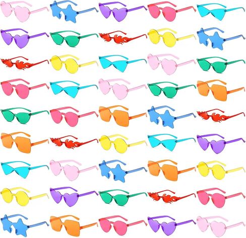 Matcheck 18 Mixed Style Rimless Sunglasses Multicolor Retro Colored Party Glasses Candy Color Bachlor Photoshoot Costume Accessories in Saudi Arabia