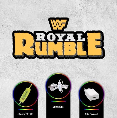 Royal Rumble Style LED Neon Wall Light Decor USB Powered Dimmable 3D Design Night Light for Man Cave Game Room Home Wrestling Fans and Collectors (36x17 inches) in Saudi Arabia