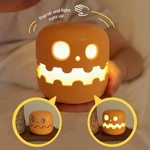 Cute Pumpkin Night Light, Halloween Party Decoration Pumpkin Lamp, USB Type-C Charging Bedside Lamp, Camping Light, Rechargeable Battery Powered LED Light, for Outdoor & Indoor (Hi) in Saudi Arabia