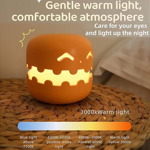 Cute Pumpkin Night Light, Halloween Party Decoration Pumpkin Lamp, USB Type-C Charging Bedside Lamp, Camping Light, Rechargeable Battery Powered LED Light, for Outdoor & Indoor (Hi) in Saudi Arabia