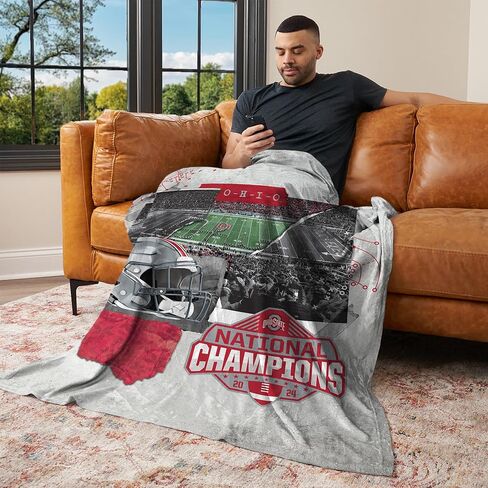 NORTHWEST Ohio State Buckeyes NCAA 2024 FBC Champ Love Silk Touch Throw Blanket 50X60 Inches in Saudi Arabia