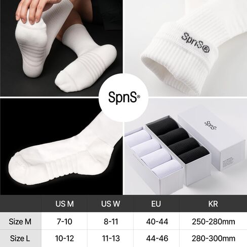 SpnS Athletic Cotton Crew Socks - 4 Pairs Soft Cushioned Seamless Toe Odor Control Daily Running Sport Socks for Men Women in Saudi Arabia