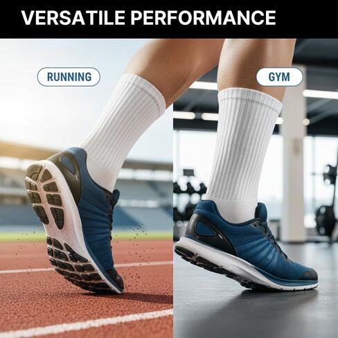 SpnS Athletic Cotton Crew Socks - 4 Pairs Soft Cushioned Seamless Toe Odor Control Daily Running Sport Socks for Men Women in Saudi Arabia