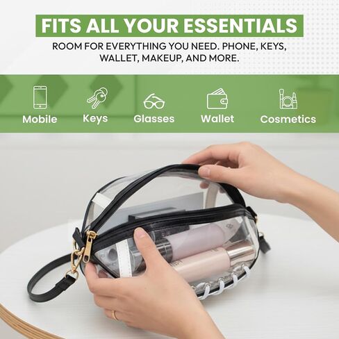 Clear Football Purse for Women - Clear Stadium Approved Purses for Game Day - 9.85"×6.7"×5.9 Small Purses For Women - Stadium Bag for Cosmetic - Makeup Bag & Football Accessories in Saudi Arabia
