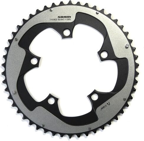 Sram Road Chainring Red22 X-Glide R 50T Yaw S3 مسمار مخفي ومسمار غير مخفي 110 مم ألومنيوم BB30 أو GXP (50-34) 5 مم - رمادي فالكون in Saudi Arabia