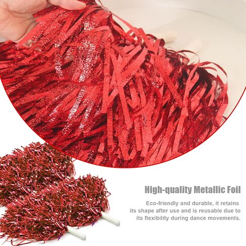 Wildarms 6PCS pom poms Cheerleading with Handle Rings - Perfect for Sports Teams, Dance Training, and Party Celebrations (Red-6pcs) in Saudi Arabia