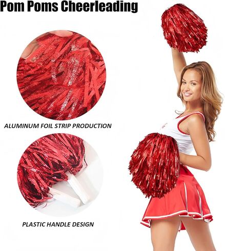 Wildarms 6PCS pom poms Cheerleading with Handle Rings - Perfect for Sports Teams, Dance Training, and Party Celebrations (Red-6pcs) in Saudi Arabia