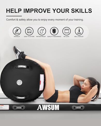 AWSUM 10/13ft Inflatable Gymnastics Mat Air Roller Barrel Tumble Track Tumbling Mat Back Backbend Trainer for Home Use/Gym/Cheerleading Springboard Handspring Equipment, with Electric Pump in Kuwait