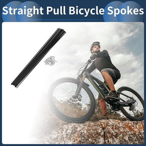 Motoforti 20 Set 14G Straight Pull Bicycle Spokes 297mm Straight Pull Bike Wheel Spokes Carbon Steel Black in Saudi Arabia