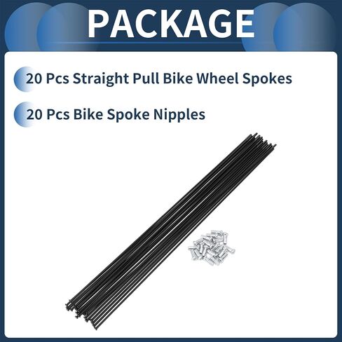 Motoforti 20 Set 14G Straight Pull Bicycle Spokes 297mm Straight Pull Bike Wheel Spokes Carbon Steel Black in Saudi Arabia