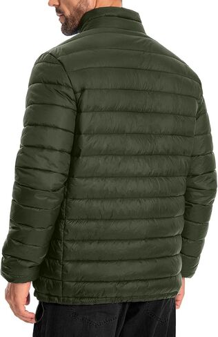 WHN Men Puffer Jacket Coat Lightweight Winter Waterproof Windproof Stand Collar Full Zipper Coats with 3 Pockets in Saudi Arabia