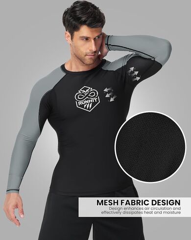 قمصان Runhit الرجالية BJJ Rash Guard Jiu Jitsu قمصان ضغط طويلة الأكمام لـ MMA No GI المصارعة تصارع الطبقة الأساسية الرياضية in Kuwait