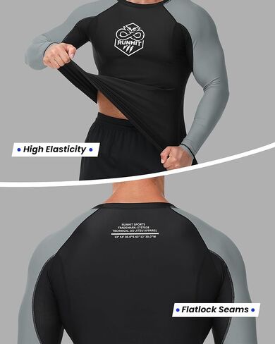 قمصان Runhit الرجالية BJJ Rash Guard Jiu Jitsu قمصان ضغط طويلة الأكمام لـ MMA No GI المصارعة تصارع الطبقة الأساسية الرياضية in Kuwait