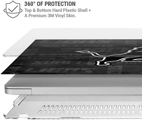 حقيبة كمبيوتر محمول Skinit Plus متوافقة مع جهاز MacBook Air 15 بوصة (2023) - تصميم أسود وأبيض مرخص رسميًا من NFL Detroit Lions in Saudi Arabia