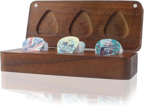 62 Pack Guitar Picks with Wooden Organizer Storage Box, 3 Different Thickness Colorful Guitar Picks Plectrums for Acoustic Guitar, Electric Guitar, Bass, Ukulele (Music elements) in Kuwait