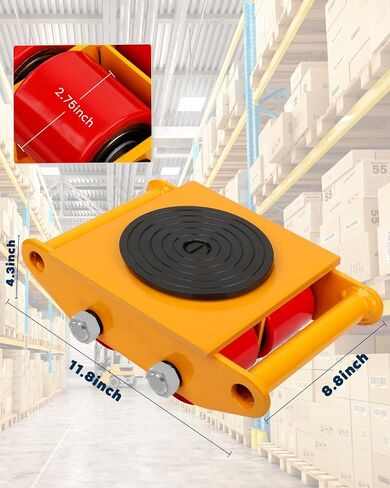 Machinery Mover 6T 13200LB Capacity Machinery Skate 4 Wheels Dolly Skate Roller with 360 Degree Rotation Cap for Warehouse Workshop Factory, Red in Saudi Arabia