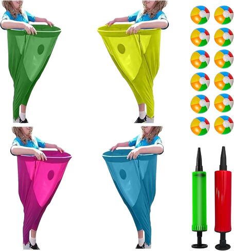 لعبة Granny Pants Outdoor، 4 قطع لعبة Granny Pants Yard للبالغين والأطفال، ألعاب خارجية عملاقة مع 4 سراويل كبيرة الحجم و12 كرة نطاطة، مجموعة ألعاب ميدانية للحفلات العائلية in Saudi Arabia